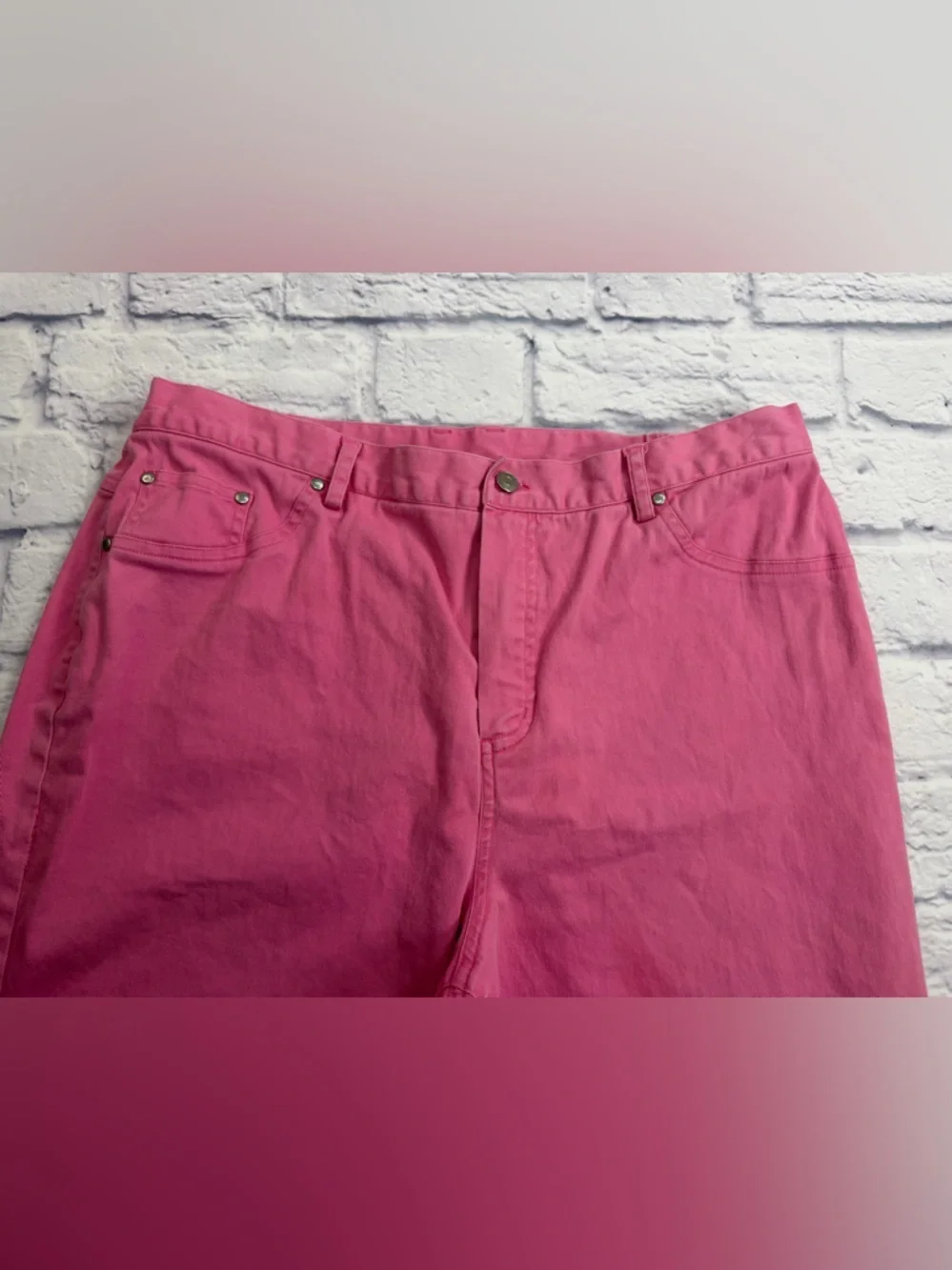 Vintage Alfred Dunner Bright Pink Wide-Leg Cotton Pants. Size 16. Artsy.